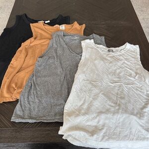 Aerie, Madewell, Max Studio tank tops, white, grey, tan, black, small, casual
